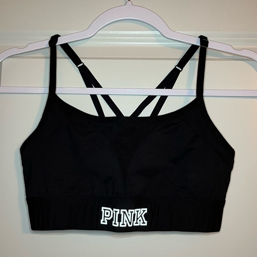VS PINK | Ultimate Strappy Unlined Sports Bra in Black Size XS